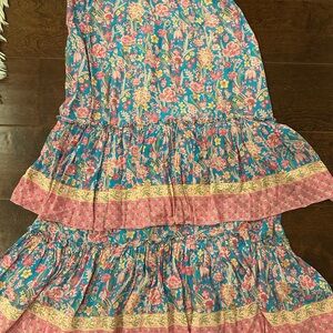 Anthropologie Tracy Reese Vibrant Floral Maxi Skirt in Pink and Blue